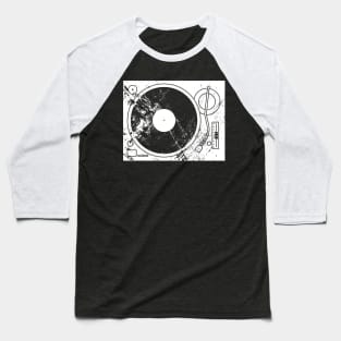 Distressed Vinyl Record Player Turntable Baseball T-Shirt